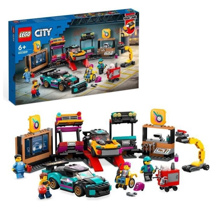 LEGO City 60389 Le Garage de Customisation, Jouet de Voitures, Atelier