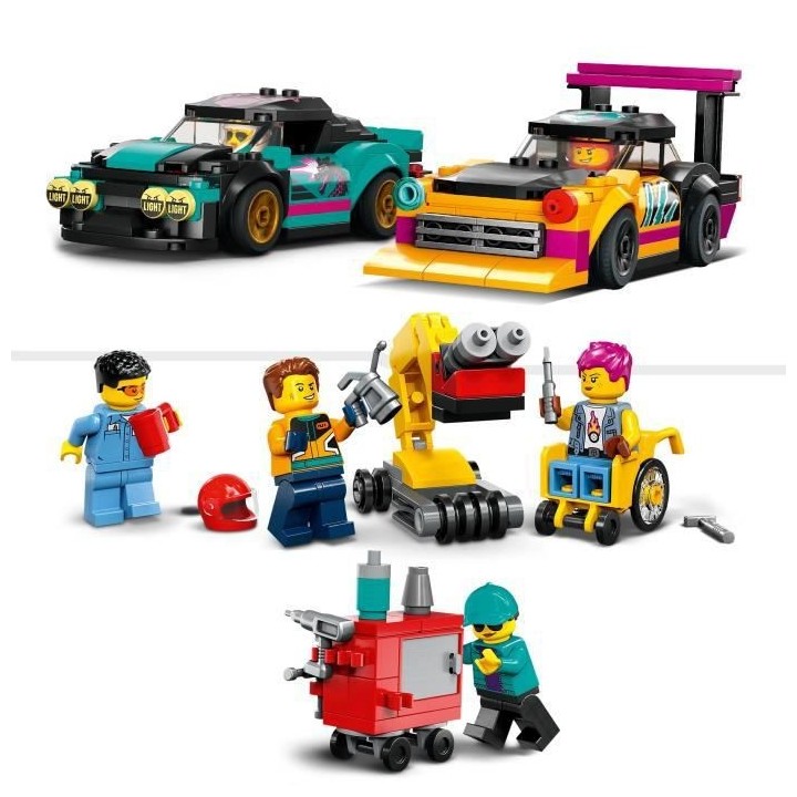 LEGO City 60389 Le Garage de Customisation, Jouet de Voitures, Atelier