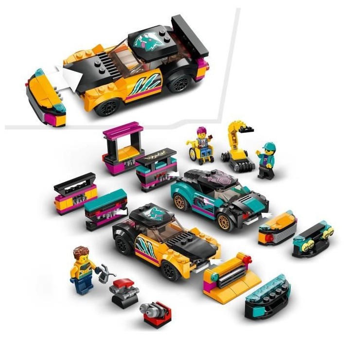 LEGO City 60389 Le Garage de Customisation, Jouet de Voitures, Atelier