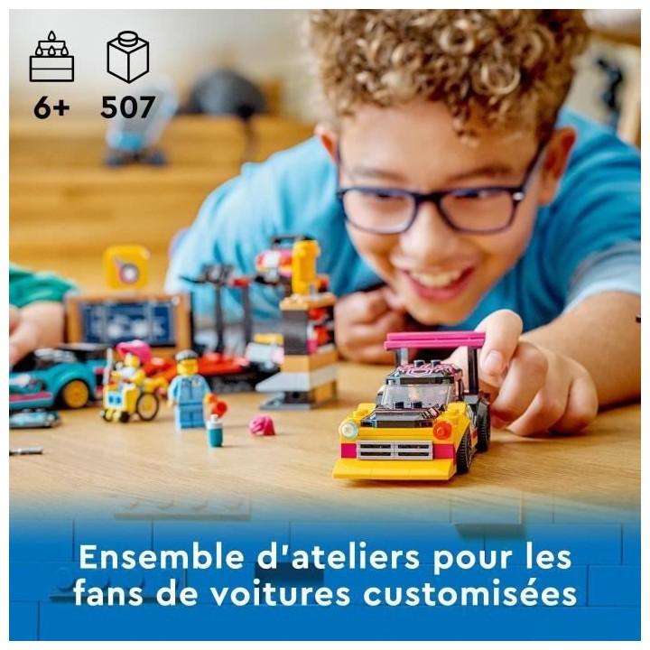 LEGO City 60389 Le Garage de Customisation, Jouet de Voitures, Atelier