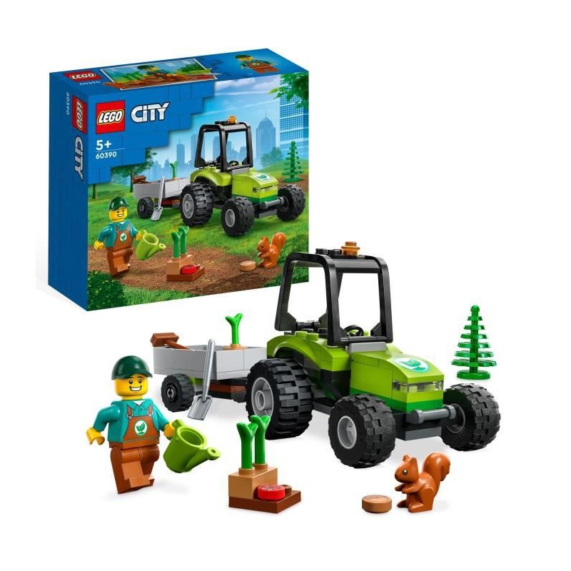 LEGO City 60390 Le Tracteur Forestier, Jouet Remorque, Véhicule Agricole, Figurines Animaux