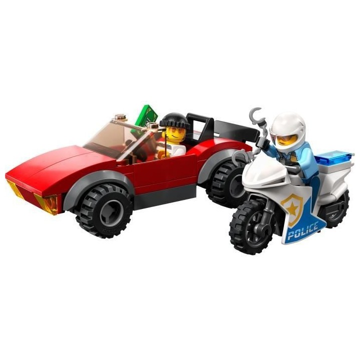 LEGO City 60392 La Course-Poursuite de la Moto de Police, Jouet Voitur
