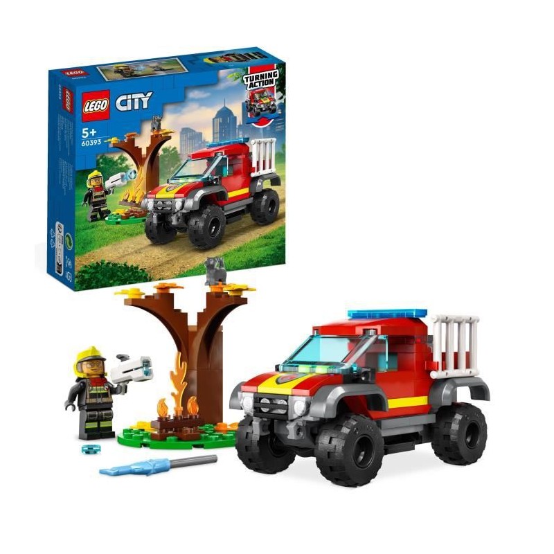 LEGO City 60393 Sauvetage en Tout-Terrain des Pompiers, Camion Jouet, Minifigurine Pompier