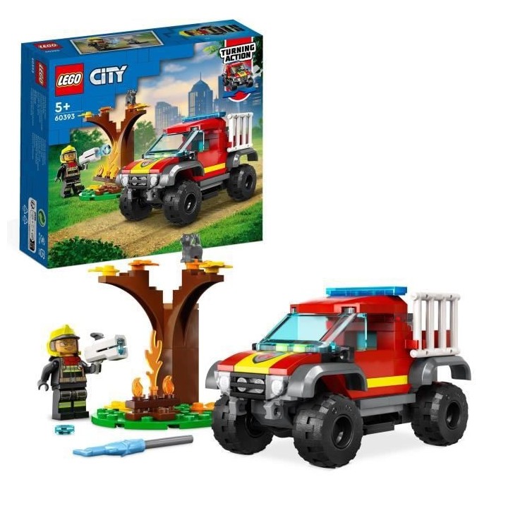 LEGO City 60393 Sauvetage en Tout-Terrain des Pompiers, Camion Jouet,