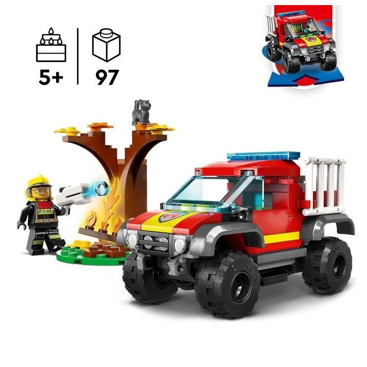 LEGO City 60393 Sauvetage en Tout-Terrain des Pompiers, Camion Jouet,