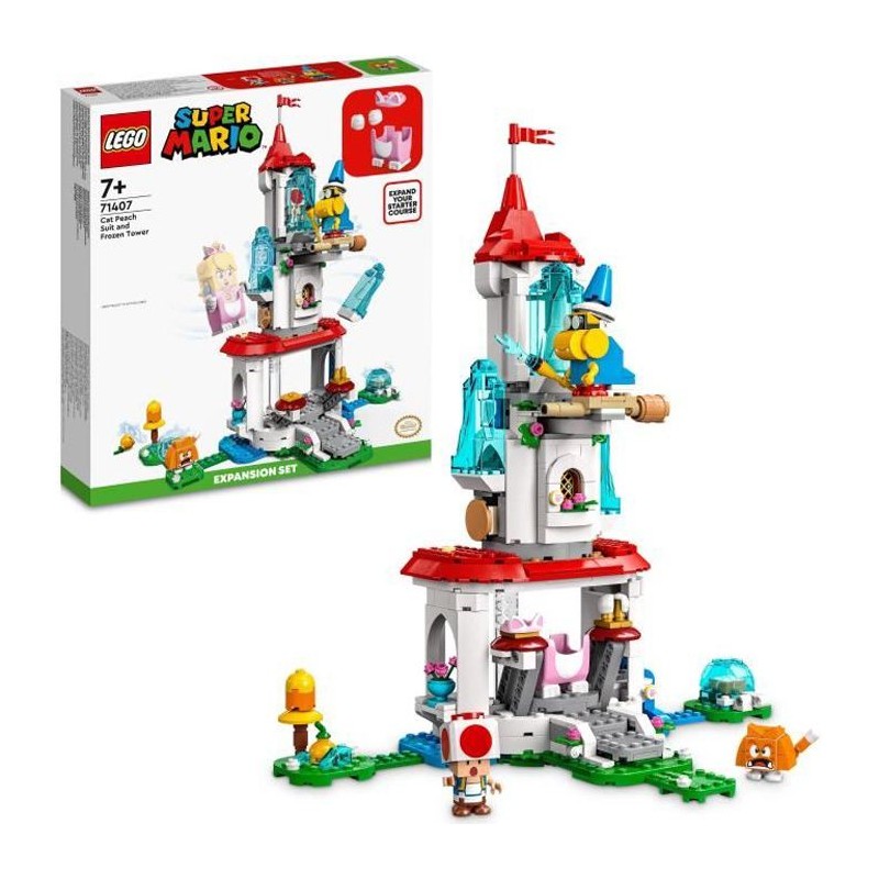 LEGO 71407 Super Mario Ensemble d'Extension La Tour Gelée et le Costume de Peach Chat, Figurine Toad, Jouet Château, Enfants 8