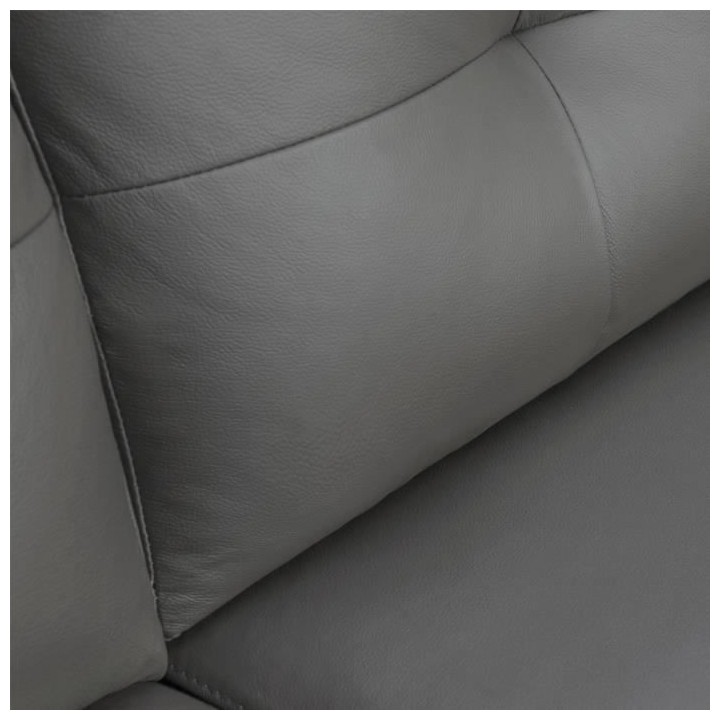 Canapé 3 places AUSTIN - Cuir de vachette  Gris - L 204 x P 88 x H x