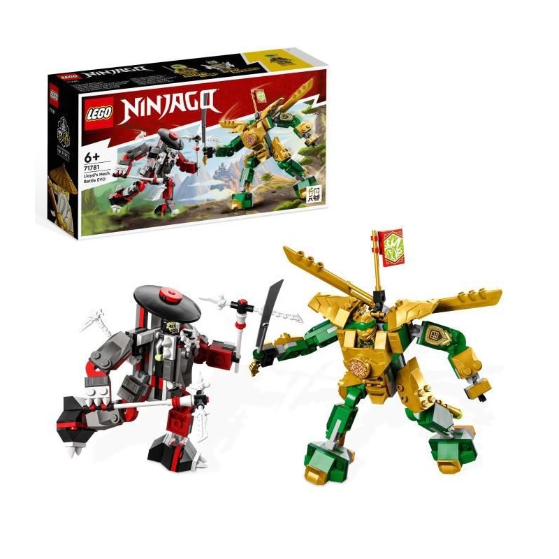 LEGO NINJAGO 71781 Le Combat des Robots de Lloyd – Évolution, Jouet avec 2 Minifigurines