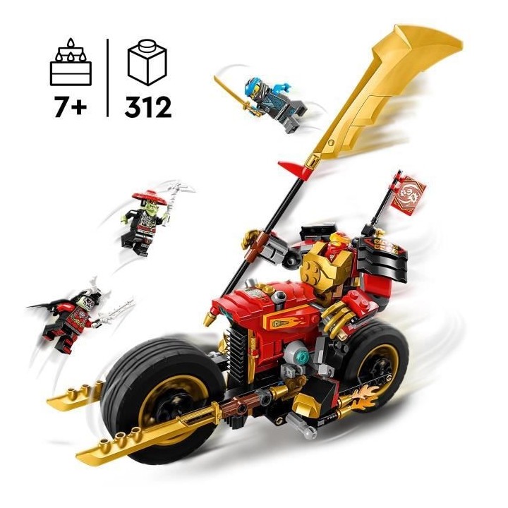 LEGO NINJAGO 71783 La Moto du Robot de Kai – Évolution, Jouet de Ni