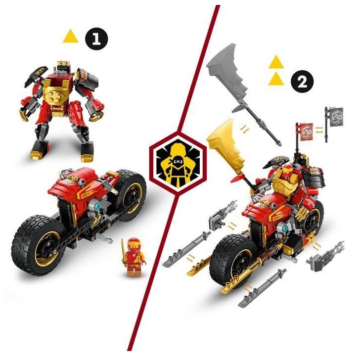 LEGO NINJAGO 71783 La Moto du Robot de Kai – Évolution, Jouet de Ni