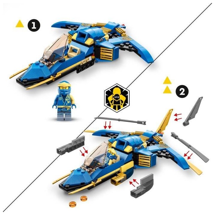 LEGO NINJAGO 71784 Le Jet Supersonique de Jay – Évolution, Jouet Av