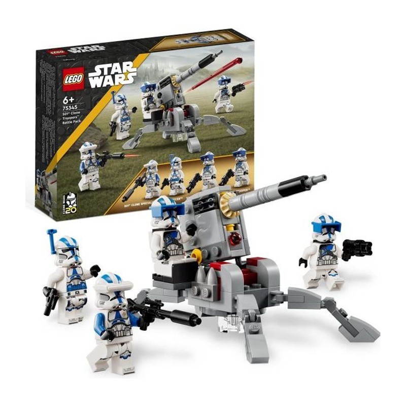 LEGO Star Wars 75345 Pack de Combat des Clone Troopers de la 501eme Légion, Jouet avec Canon