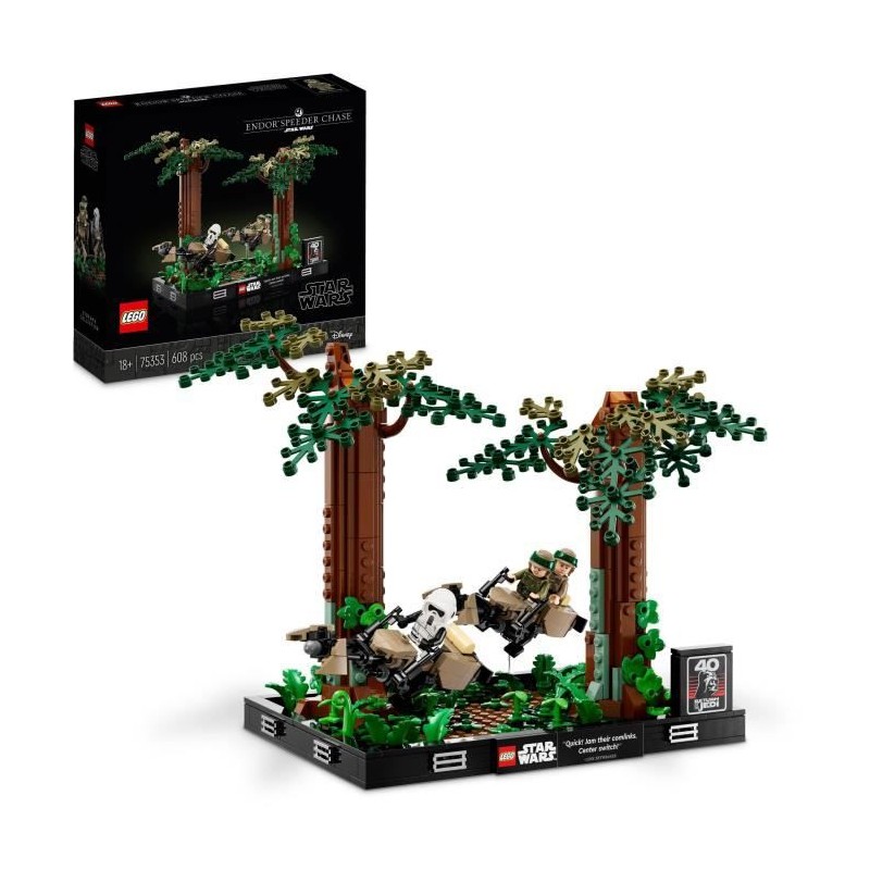 LEGO Star Wars 75353 Diorama de la Course-Poursuite en Speeder sur Endor, avec Luke Skywalker