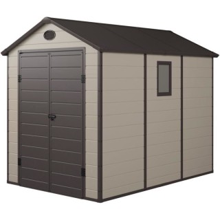 Abri de jardin en résine 5,32 m² - Kit d'ancrage inclus - Beige et m