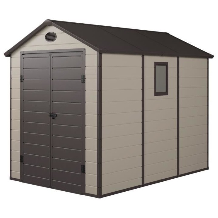 Abri de jardin en résine 5,32 m² - Kit d'ancrage inclus - Beige et m