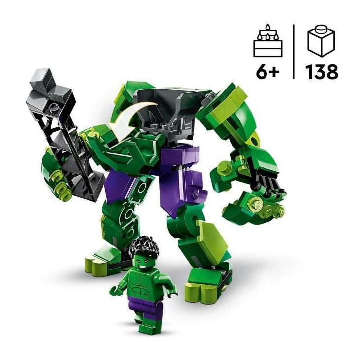 LEGO Marvel 76241 L'Armure Robot de Hulk, Figurine Avengers, Jouet de