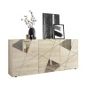 Buffet VICTORY - Décor Chene Sonoma - 3 Portes - Miroir - L 181 x P 42 x H 84 cm