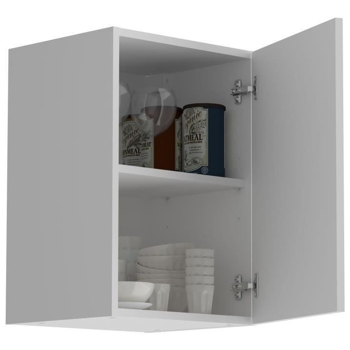 OSLO Meuble haut 1 porte + tablette - Décor blanc mat - L 40 x P 36 x