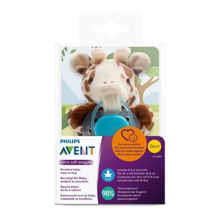 PHILIPS AVENT SCF348/11 Sucette + Doudou 0-6 Mois Girafe