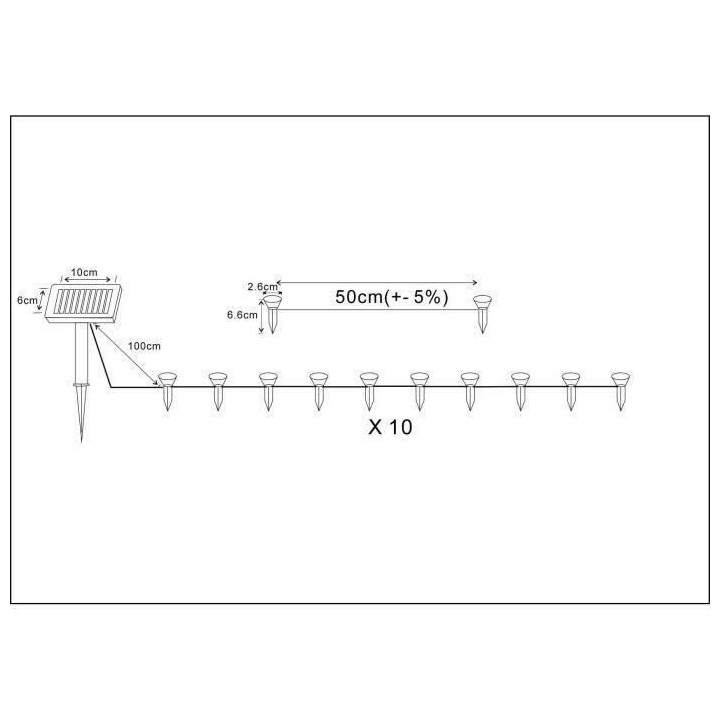 Guirlande solaire balisage éclairante 10 piquets led blanc