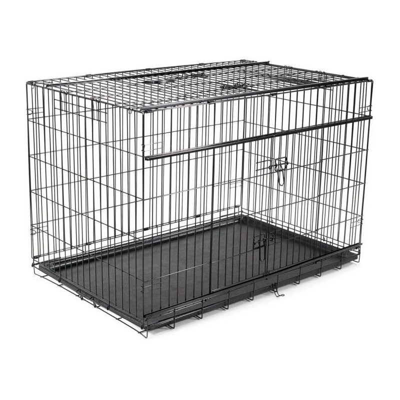 VADIGRAN Cage métallique pliable Premium - 122 x 76 x 84 cm - Noir - Pour chien