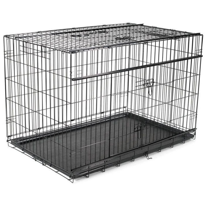 VADIGRAN Cage métallique pliable Premium - 122 x 76 x 84 cm - Noir -