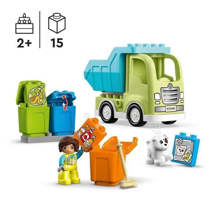 LEGO DUPLO 10987 Le Camion de Recyclage, Jouets Éducatifs et de Tri d