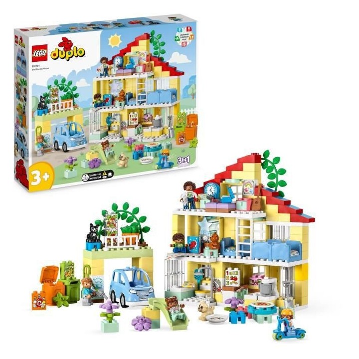 LEGO DUPLO Ma Ville 10994 La Maison Familiale 3-en-1, Jouet Maison de