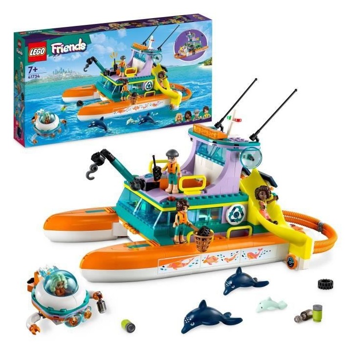 LEGO Friends 41734 Le Bateau de Sauvetage en Mer, Jouet avec Figurines