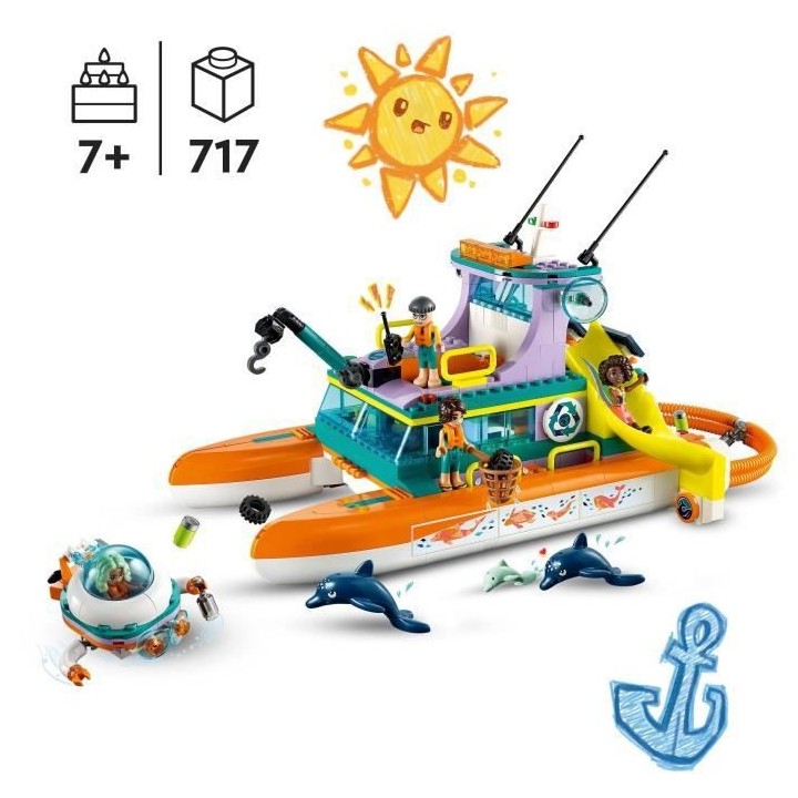 LEGO Friends 41734 Le Bateau de Sauvetage en Mer, Jouet avec Figurines
