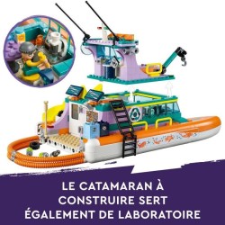 LEGO Friends 41734 Le Bateau de Sauvetage en Mer, Jouet avec Figurines de Dauphins et Sous-Marin