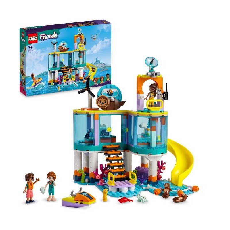 LEGO Friends 41736 Le Centre de Sauvetage en Mer, Jouet de Vétérinaire Animaux, Enfants 7 Ans