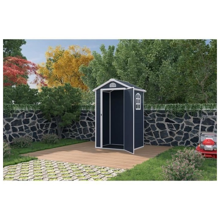 Abri de jardin en acier 1,39 m² - Plancher inclus - Gris foncé