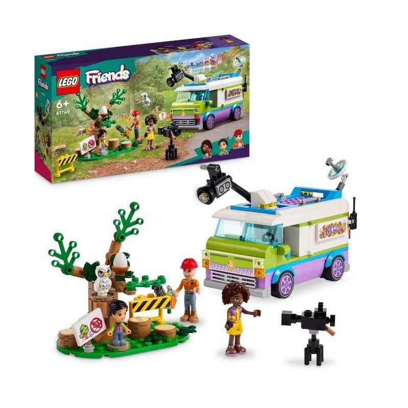 LEGO Friends 41749 Le Camion de Reportage, avec Jouet de Sauvetage d'Animaux, Figurine Mini-Poupée