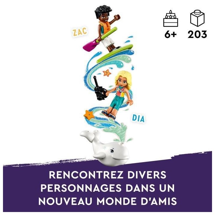 LEGO Friends 41752 L'Hydravion de Secours en Mer, Jouet Avion avec Fig
