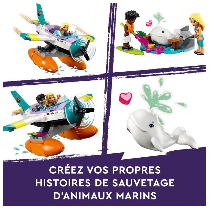 LEGO Friends 41752 L'Hydravion de Secours en Mer, Jouet Avion avec Fig