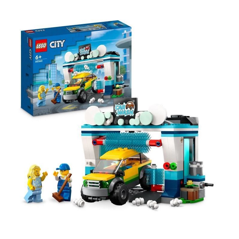 LEGO City 60362 La Station de Lavage, Jouet pour Enfants Des 6 Ans, avec Voiture et Minifigurines