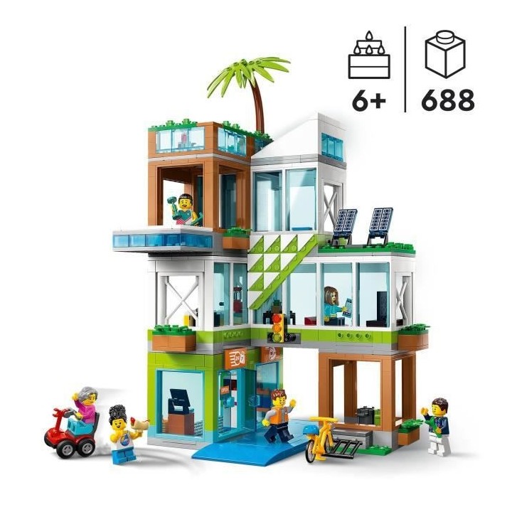 LEGO City 60365 L'Immeuble d'Habitation, Maquette Modulaire avec Chamb