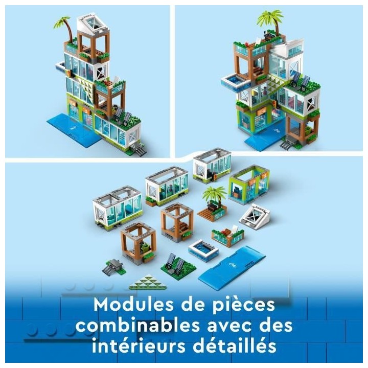 LEGO City 60365 L'Immeuble d'Habitation, Maquette Modulaire avec Chamb