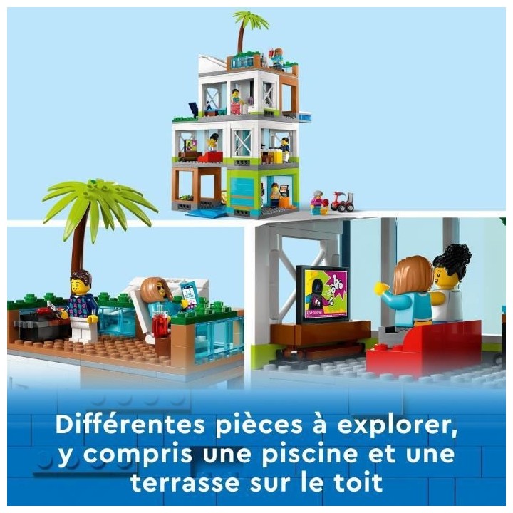 LEGO City 60365 L'Immeuble d'Habitation, Maquette Modulaire avec Chamb