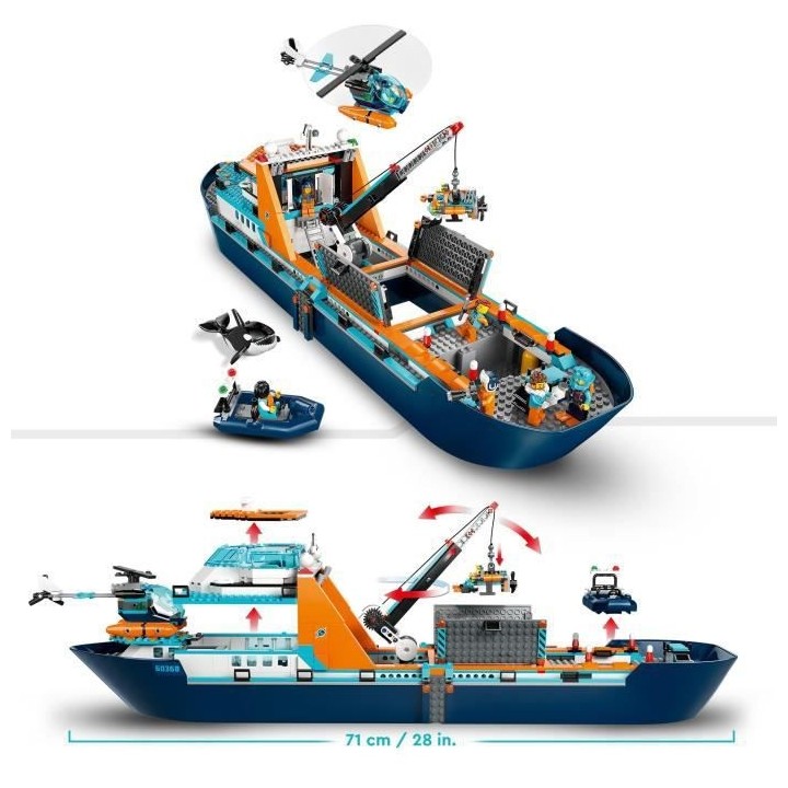 LEGO City 60368 Le Navire d'Exploration Arctique, Jouet de Grand Batea