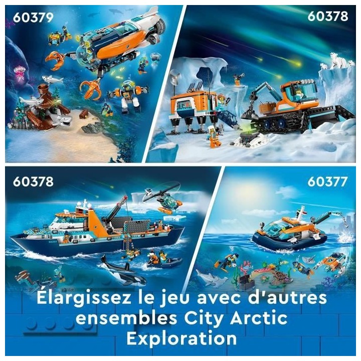 LEGO City 60368 Le Navire d'Exploration Arctique, Jouet de Grand Batea