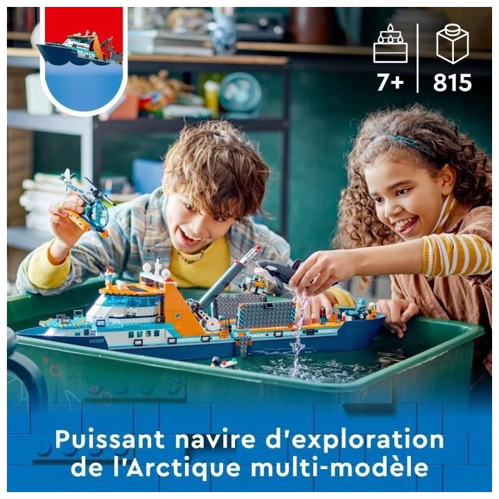 LEGO City 60368 Le Navire d'Exploration Arctique, Jouet de Grand Batea
