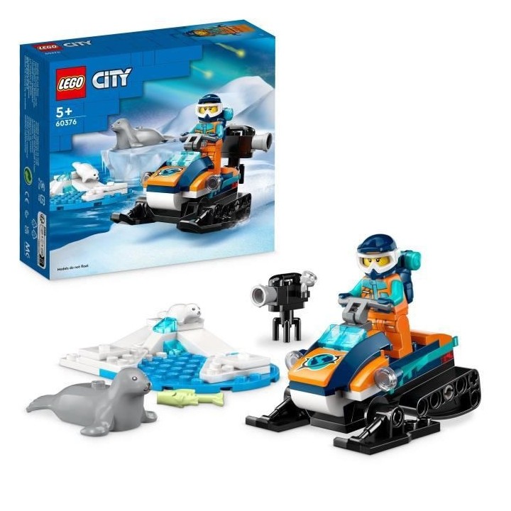 LEGO City 60376 La Motoneige d'Exploration Arctique, Jouet avec Figuri
