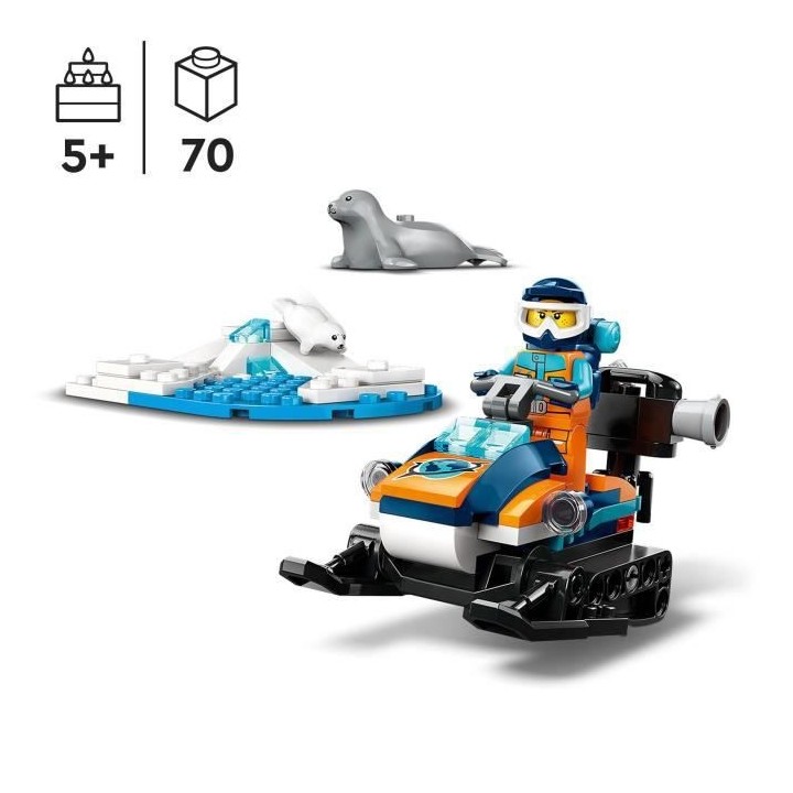 LEGO City 60376 La Motoneige d'Exploration Arctique, Jouet avec Figuri