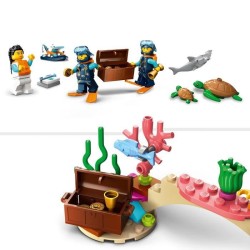 LEGO City 60377 Le Bateau d'Exploration Sous-Marine, Jouet avec Figurines Animaux Marins