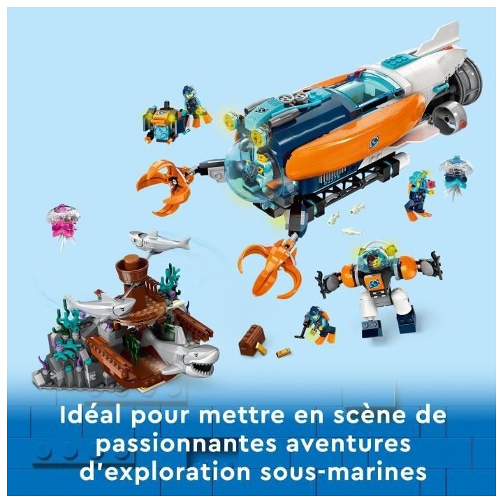 LEGO City 60379 Le Sous-Marin d'Exploration en Eaux Profondes, Jouet a