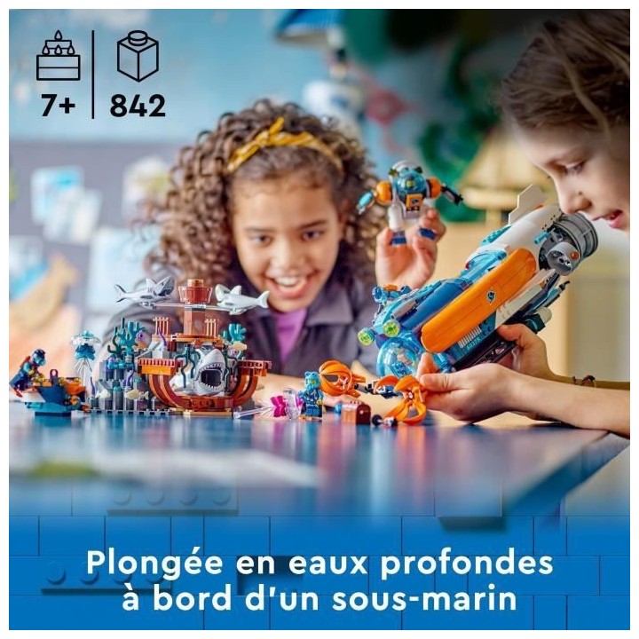 LEGO City 60379 Le Sous-Marin d'Exploration en Eaux Profondes, Jouet a