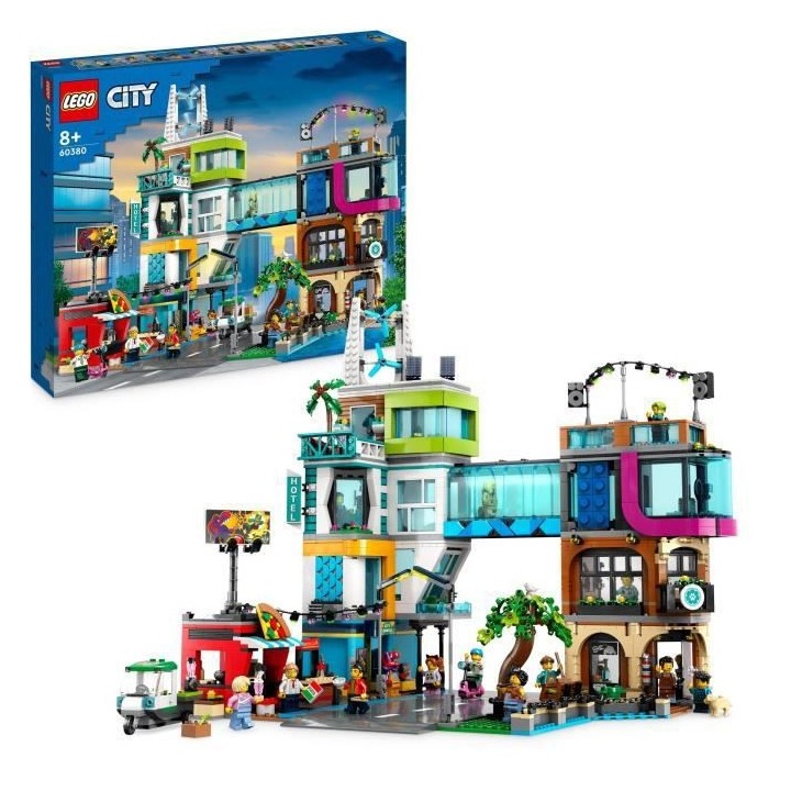 LEGO City 60380 Le Centre-Ville, Jouet de Maquettes avec Salon de Coif