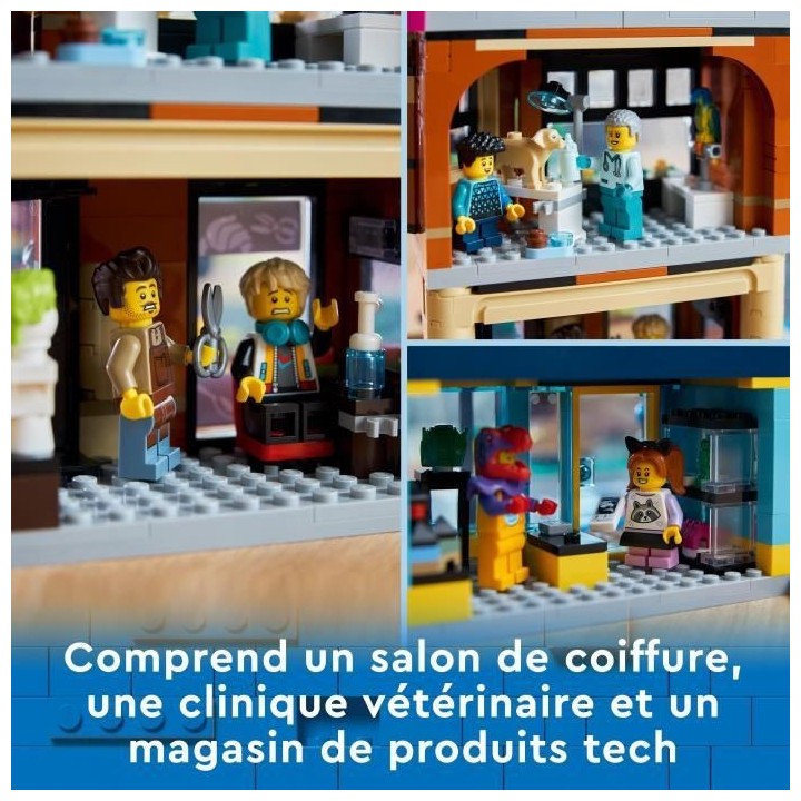 LEGO City 60380 Le Centre-Ville, Jouet de Maquettes avec Salon de Coif